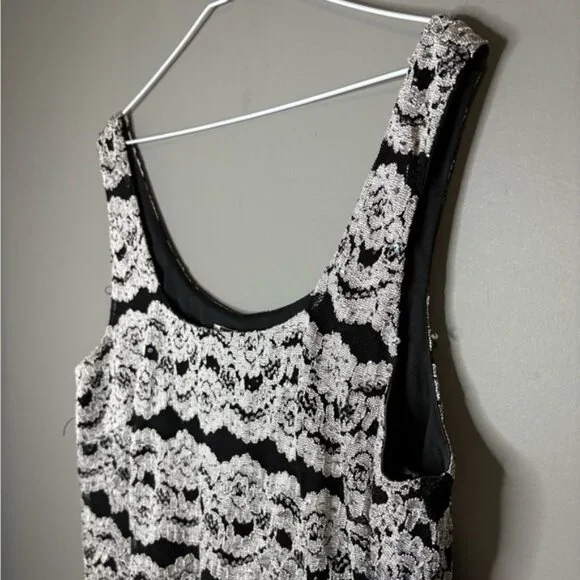 JS Boutique 2X Black & White Lace 2-Piece Set Tank & Cardigan Elegant Plus Size - Picture 8 of 9